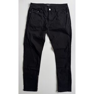 ELWOOD‎ Tapered Zip Ankle Denim Jean Mens 32 (33x30) Black Jeans Stretch